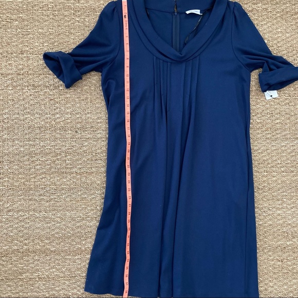 NWT Calvin Klein Navy Blue Shift Dess, Cowl Neck & Side Pockets, Size 14 - Picture 8 of 12